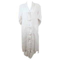 Vintage 1980's ISSEY MIYAKE white linen duster jacket and matching skirt 
