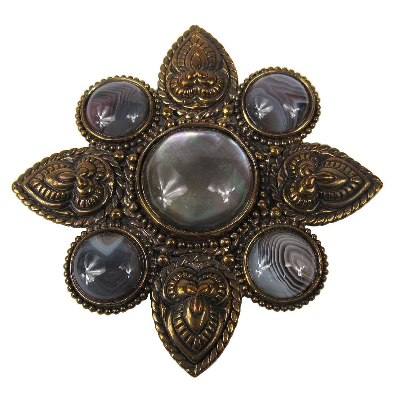 Stephen Dweck Bronze Wash Silver Large Brooch New, Never Worn  For Sale