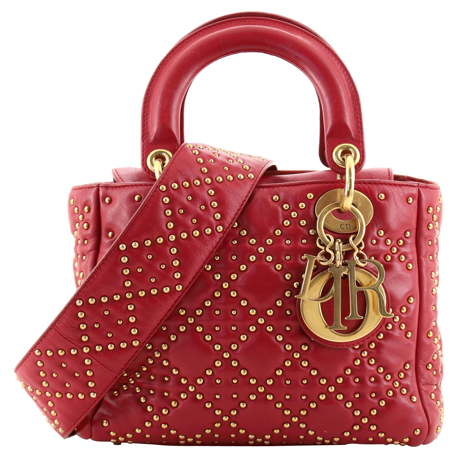 Christian Dior Supple Lady Dior Bag Cannage Studded Lambskin Small