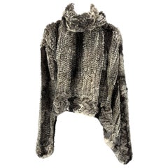 Vintage F/W 2000 John Galliano Grey Knit Fur Oversized Asymmetric Tunic Sweater Top