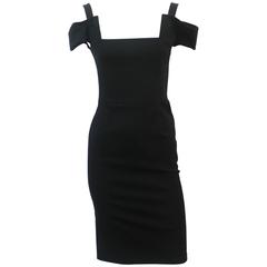 Schwarzes spitz zulaufendes Kleid aus Baumwollmischung von Fendi mit Ausschnitten - 40