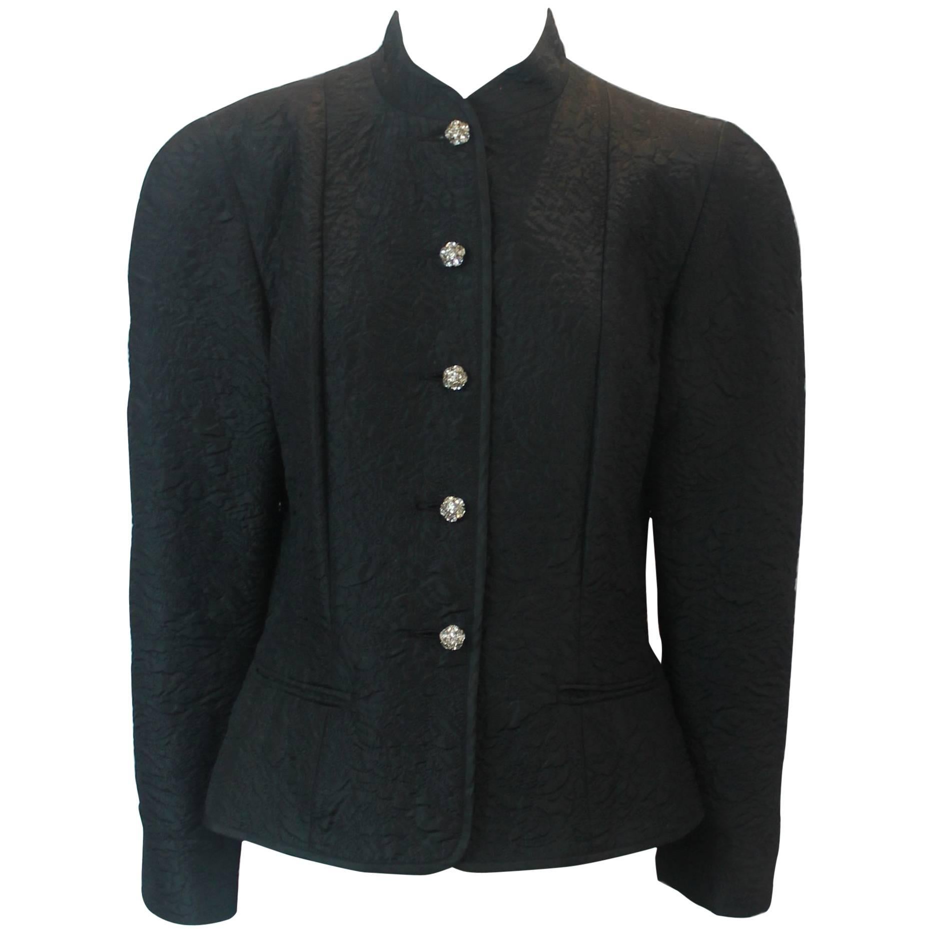 Guy Laroche 1980's Black Silk Blend Evening Jacket - Size 40 For Sale