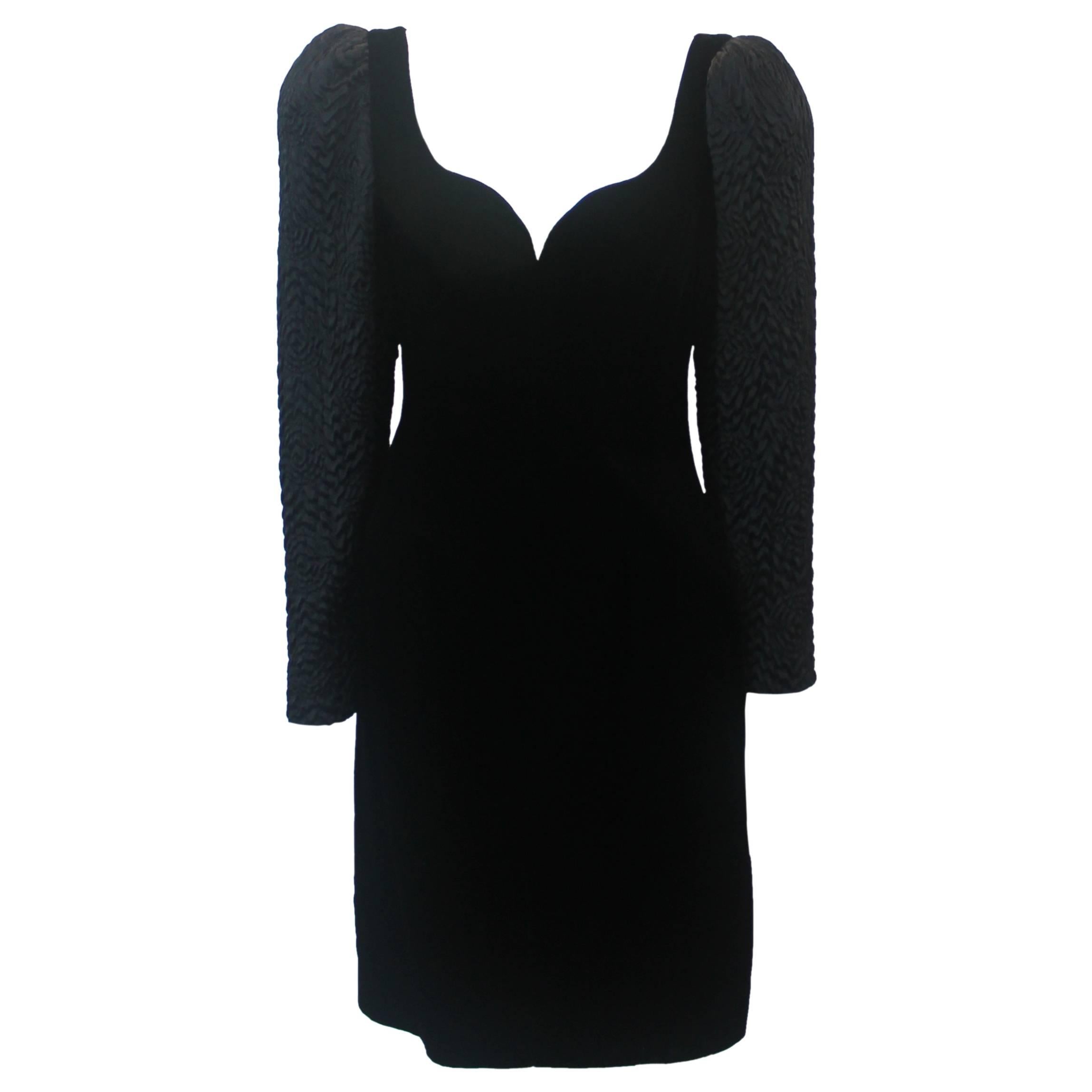 Adele Simpson Vintage Black Velvet and Silk Evening Dress - circa 1980s For Sale