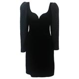 Robe de soirée vintage Adele Simpson en velours noir et soie (années 1980)