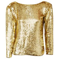 Yves Saint Laurent Bugle Beaded and Sequined Top For Sale at 1stdibs