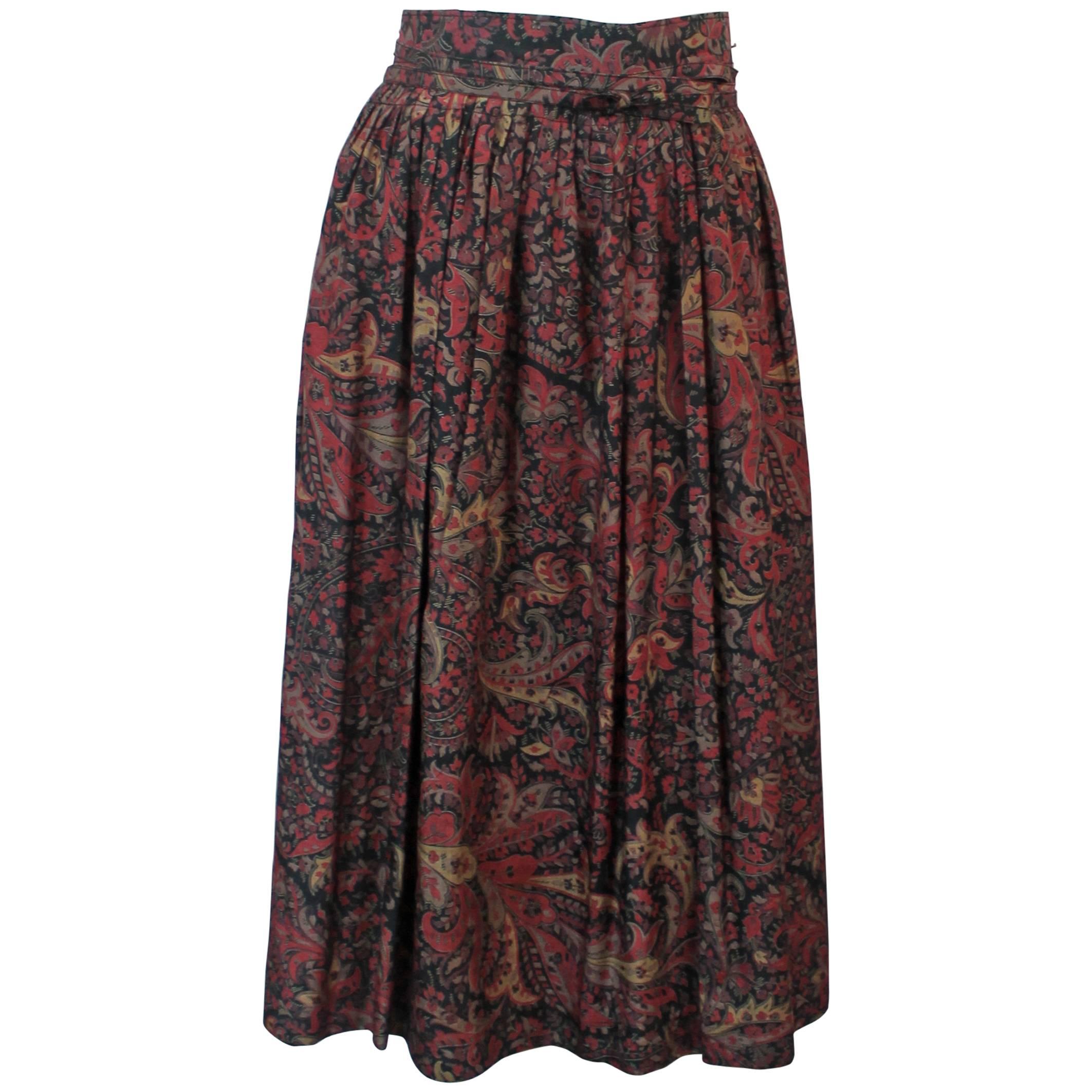Bogner Vintage Multi-Colored Floral Print Silk Wrap Skirt - 38 - 1990's ...