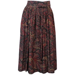 Bogner Used Multi-Colored Floral Print Silk Wrap Skirt - 38 - 1990's