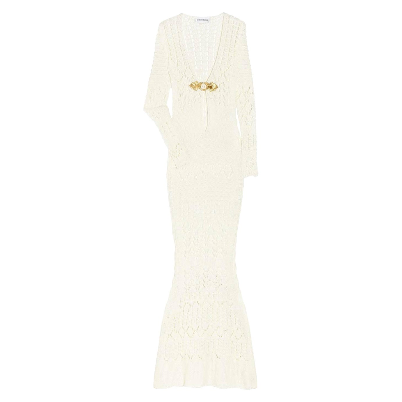 Non indossato Emilio Pucci Peter Dundas 2011 Maxi Abito in maglia all'uncinetto Sposa 42