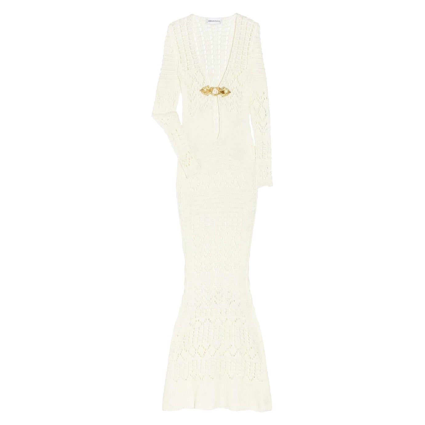 UNWORN Emilio Pucci Peter Dundas 2011 Crochet Knit Maxi Dress Bridal Wedding 42 For Sale