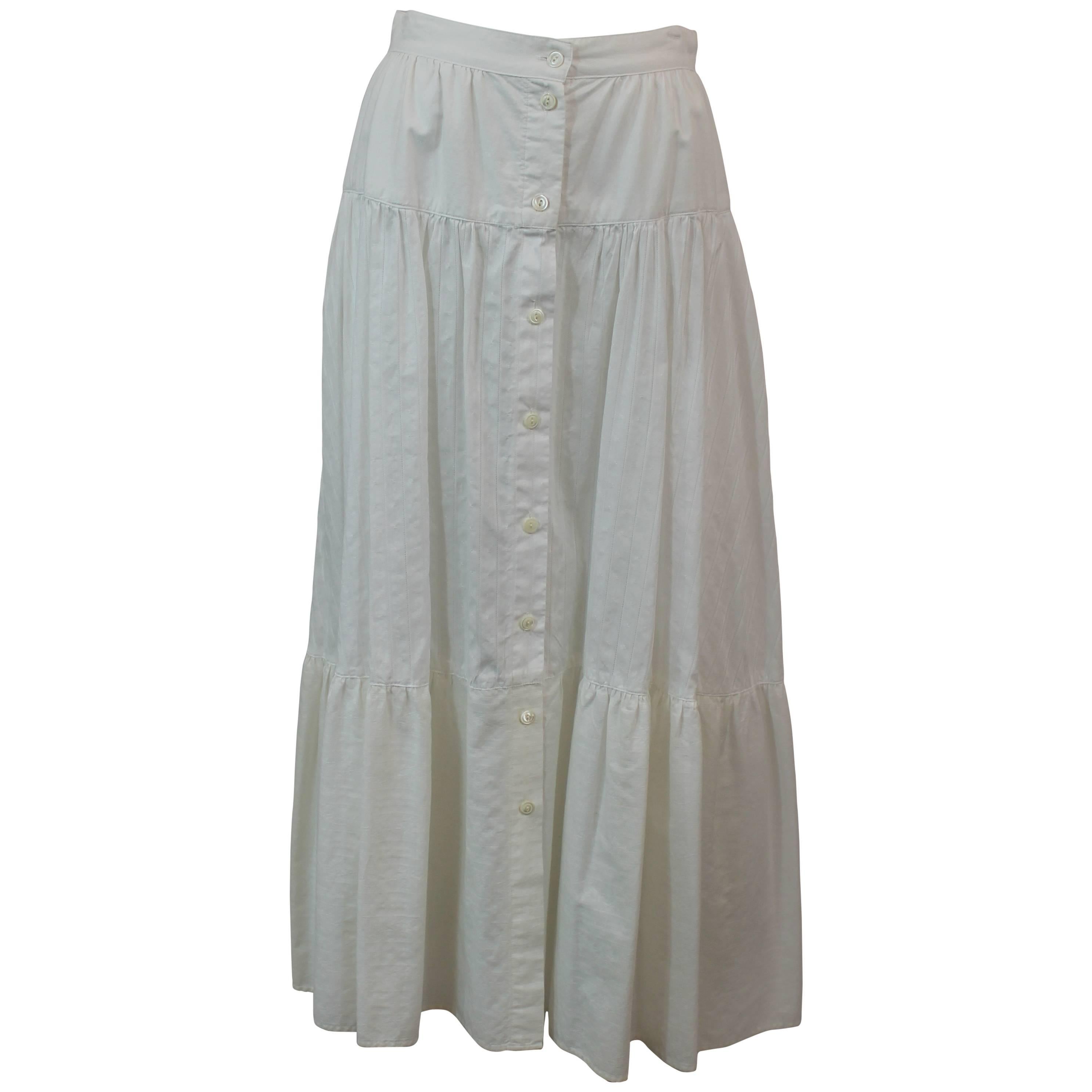 Ralph Lauren Country Off White Cotton Peasant Style Maxi Skirt - 6 - 1990's