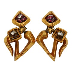 CHRISTIAN LACROIX Vintage Brutalist Heart Dangling Earrings