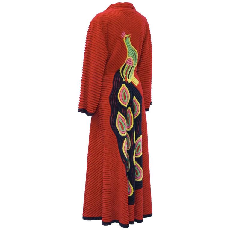 1950's Red Chenille Robe With Peacock at 1stDibs | chenille robe with  flowers, vintage style chenille robes, china chenille robe