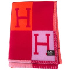 Hermes Blanket Avalon III Throw Fuchsia Geranium Wool Cashmere