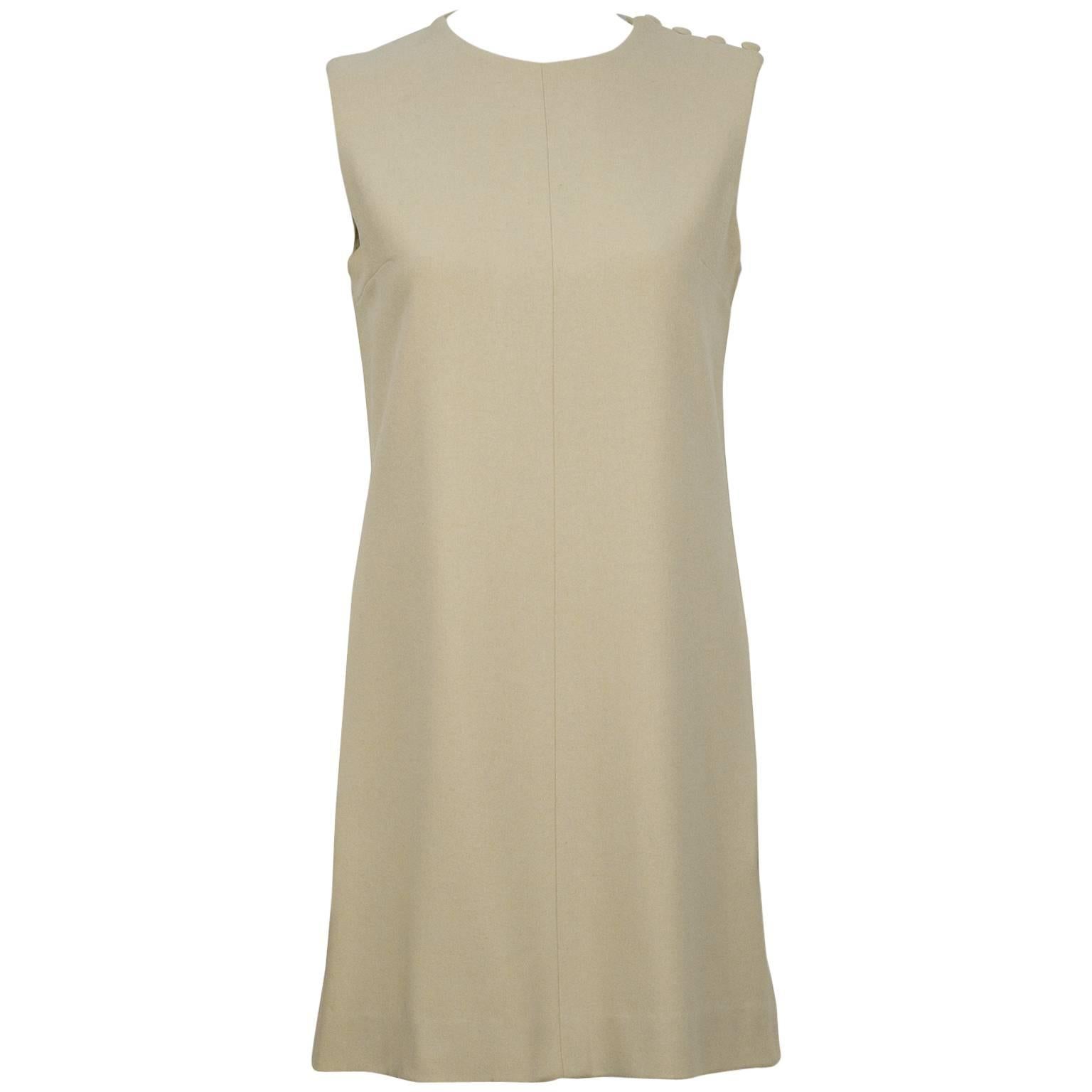 1960's Sorelle Fontana Taupe Sleeveless Shift Dress  For Sale