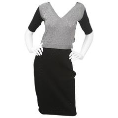 Louis Vuitton S/S Silver/Black V-Neck Sweater Dress