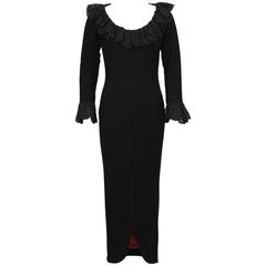 1960's Dellarossa Black Gown with Lace Trim