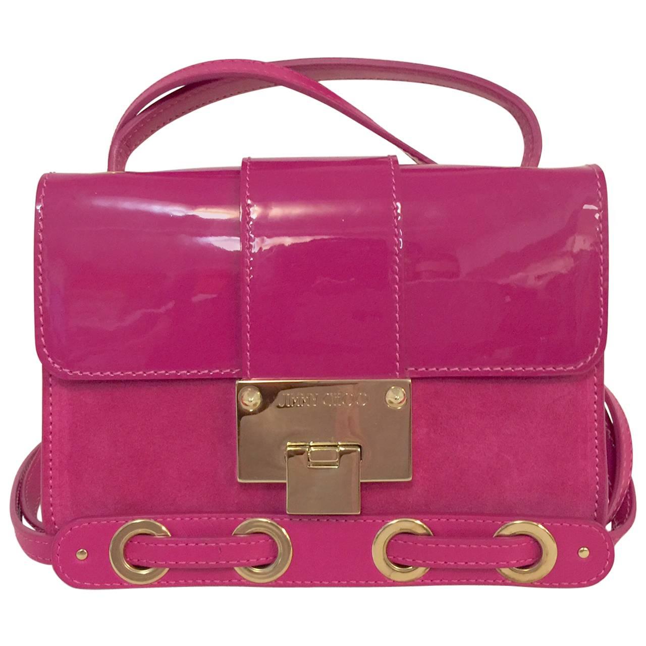 Jimmy Choo Jazzberry Patent Leather and Suede Rebel Crossbody Bag
