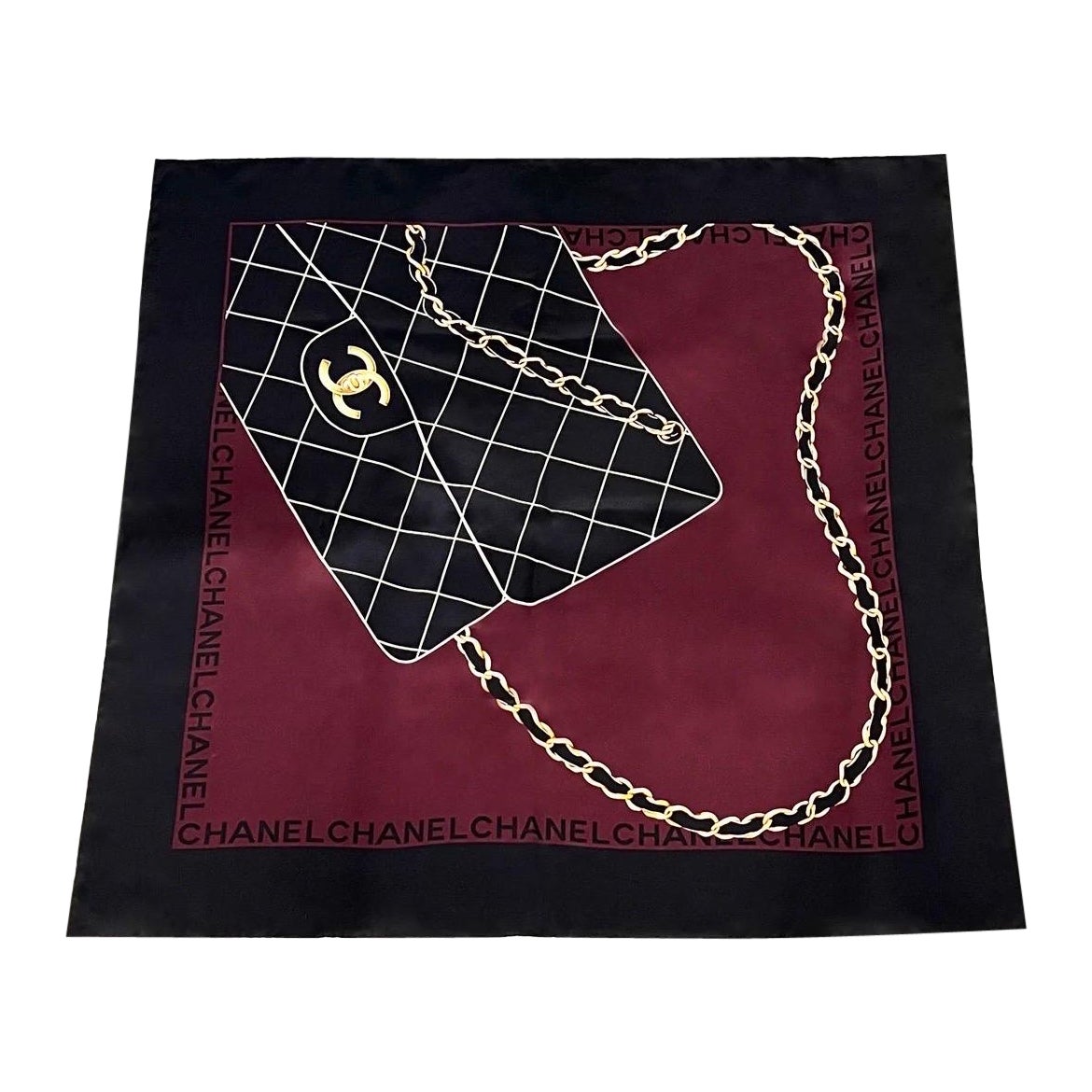 Chanel Silk 'Handbag' Print Scarf FW2019