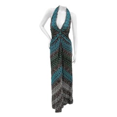 Missoni Knit Abstract Halter Maxi Dress 