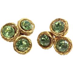 Vintage Fabulous VENDOME 1960's Clip Screw Earrings Sparkling Huge Citrine Stones