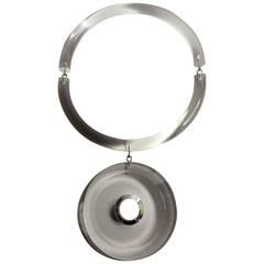 21st Century JUDITH HENDLER Acrylic Neck Ring with Circular PI DISC Pendant 12