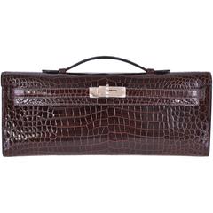 Hermes Kelly cut Cocoan Porosus Crocodile Kelly Cut Clutch JaneFinds 10