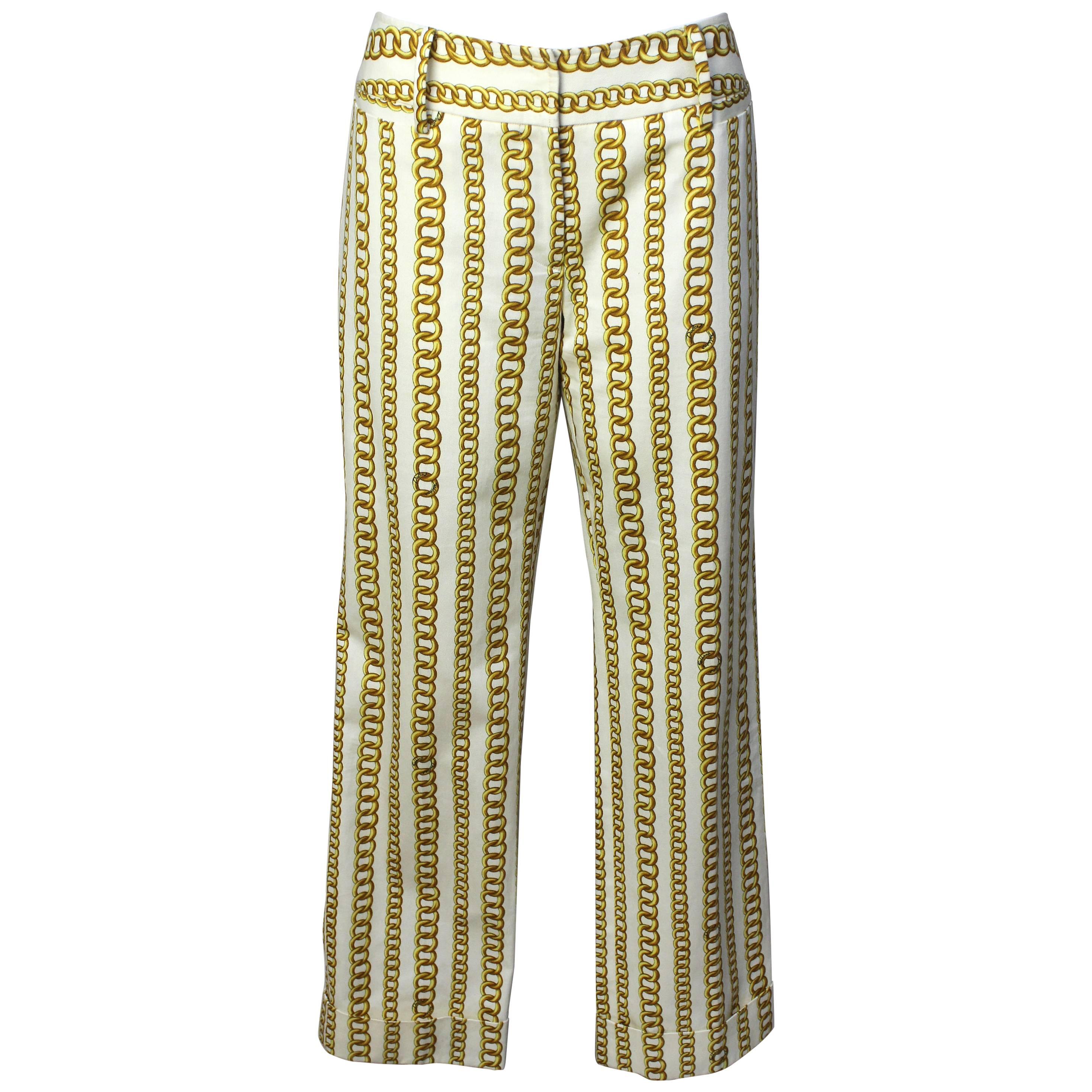 Dolce and Gabbana Gold Chain Print Pants