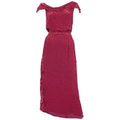 John Galliano Red Devore Dress