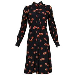 Classic 1970's Valentino Chestnut Print Silk Day Dress 8