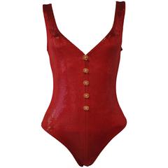 Vintage Sensational Sonia Rykiel Shimmery Scarlet Python Print Swimsuit