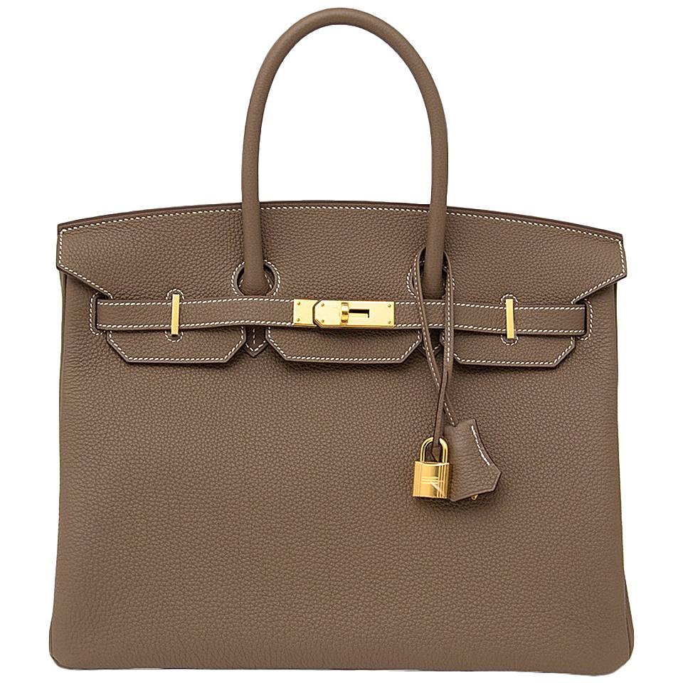 Brand New Hermes Birkin 35 Togo Etoupe GHW