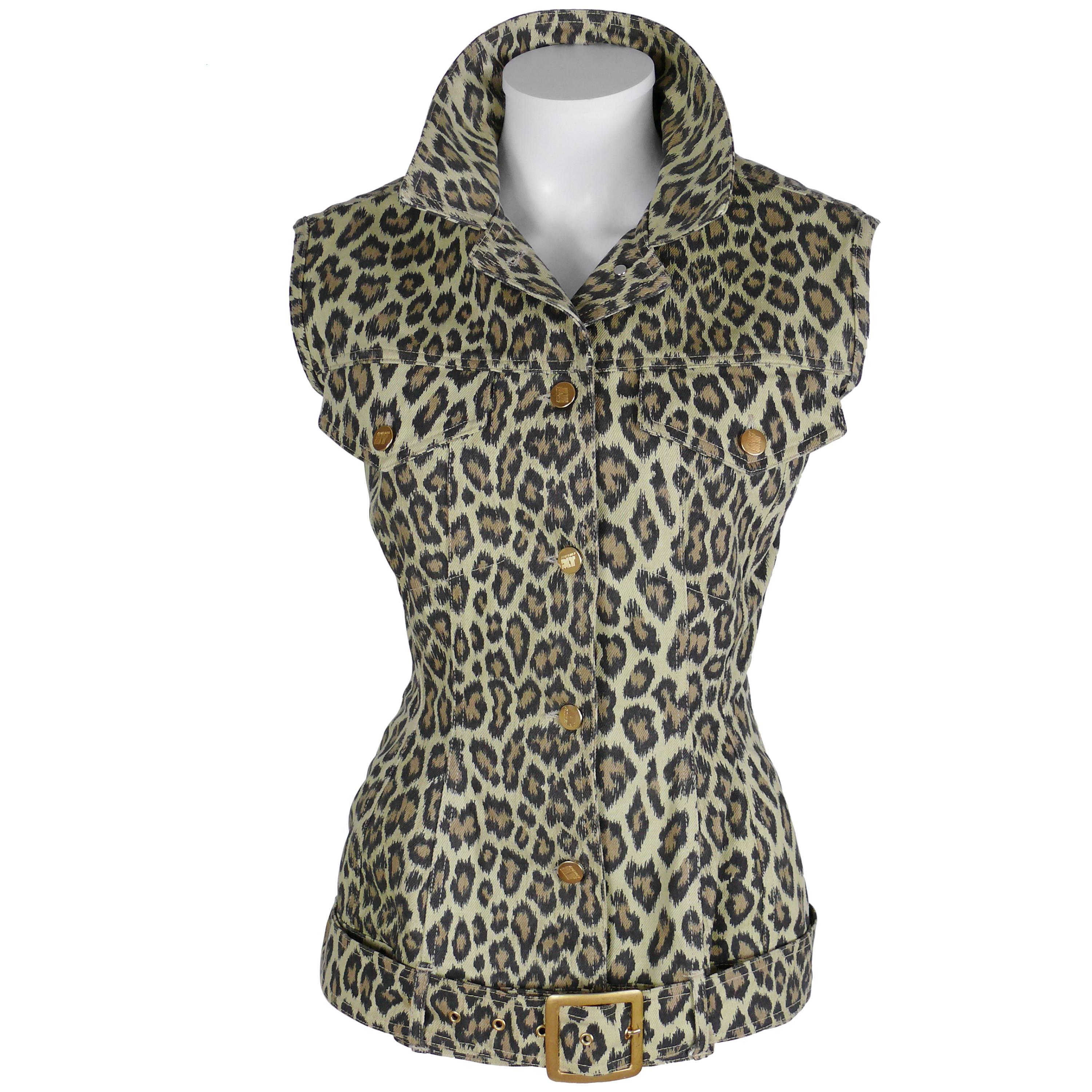 Jean Paul Gaultier Vintage Denim Cheetah Print Corset Jacket