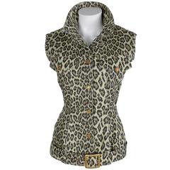 Jean Paul Gaultier Vintage Denim Cheetah Print Corset Jacket 2