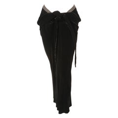 2005 RICK OWENS MOOG black draped velvet RUNWAY skirt with front tie