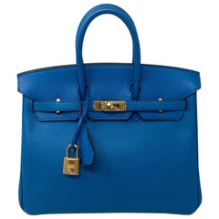 Hermes 25 Blue Izmir Birkin Bag 