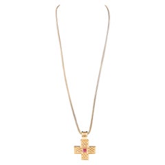  1980s Yves Saint Laurent YSL Cross Necklace   