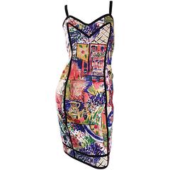 1990s Jan Barboglio Hand Painted Watercolor Vintage Cotton Novelty Dress 10