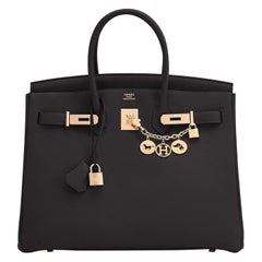 Hermès Birkin 35cm Togo-Tasche mit schwarzer und Roségoldbeschlägen, U-Stempel, 2022