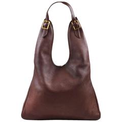 Hermes Burgundy Clemence Leather "Massai GM" Dual Zip Square Shoulder Bag