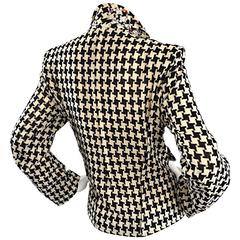 Vintage Sonia Rykiel Black and White Oversize Houndstooth Rhinestone Jacket