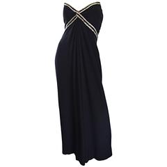 Gorgeous Vintage Bob Mackie for Amen Wardy Black Jersey Rhinestone Grecian Gown 10