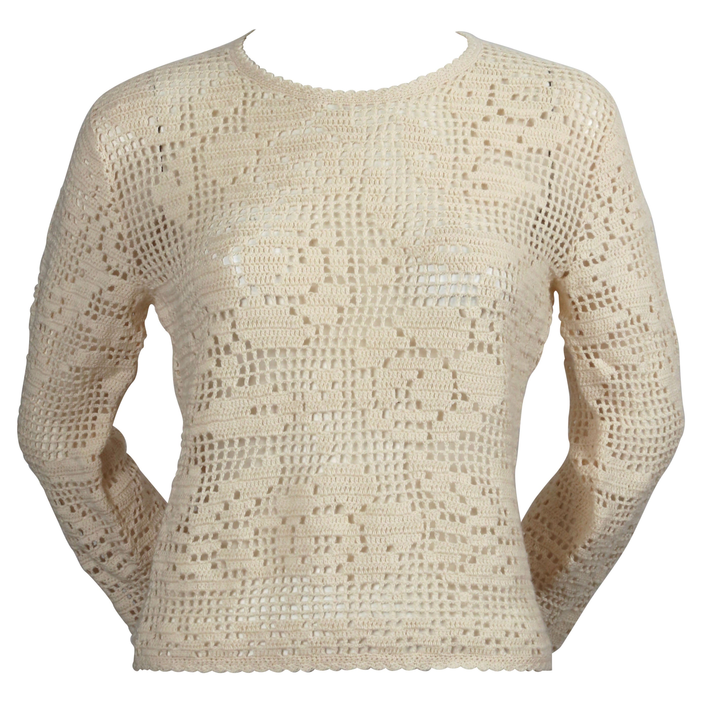 1990's COMME DES GARCONS cream crocheted sweater For Sale