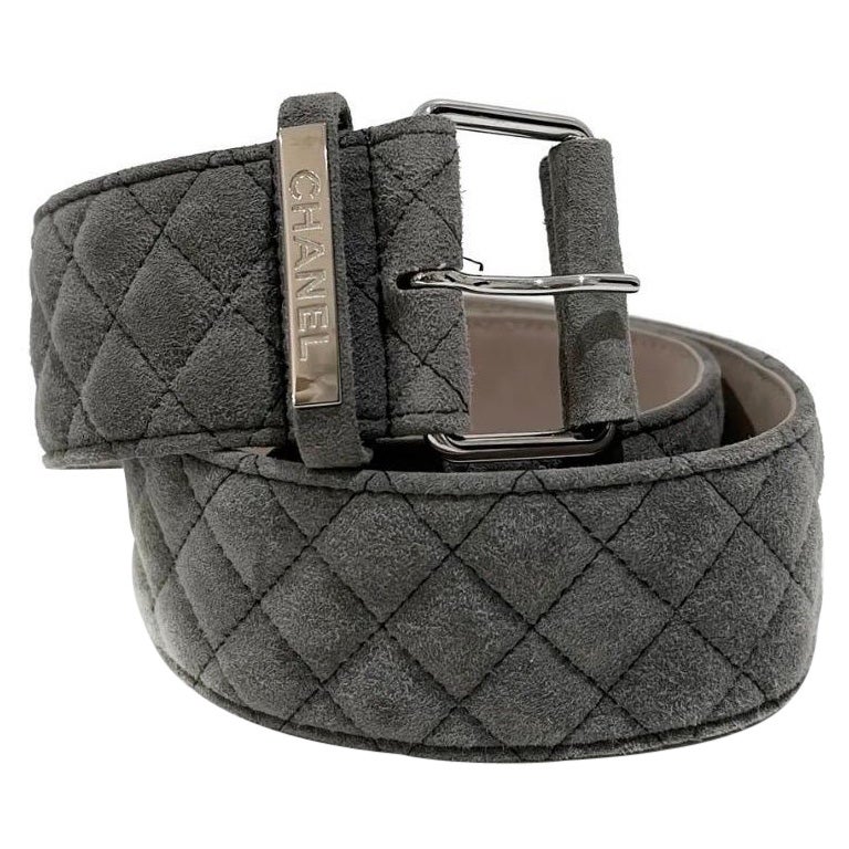 Chanel Gray Quilted Suede Belt Fall2011 For Sale