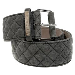 Chanel Gray Quilted Suede Belt Fall2011