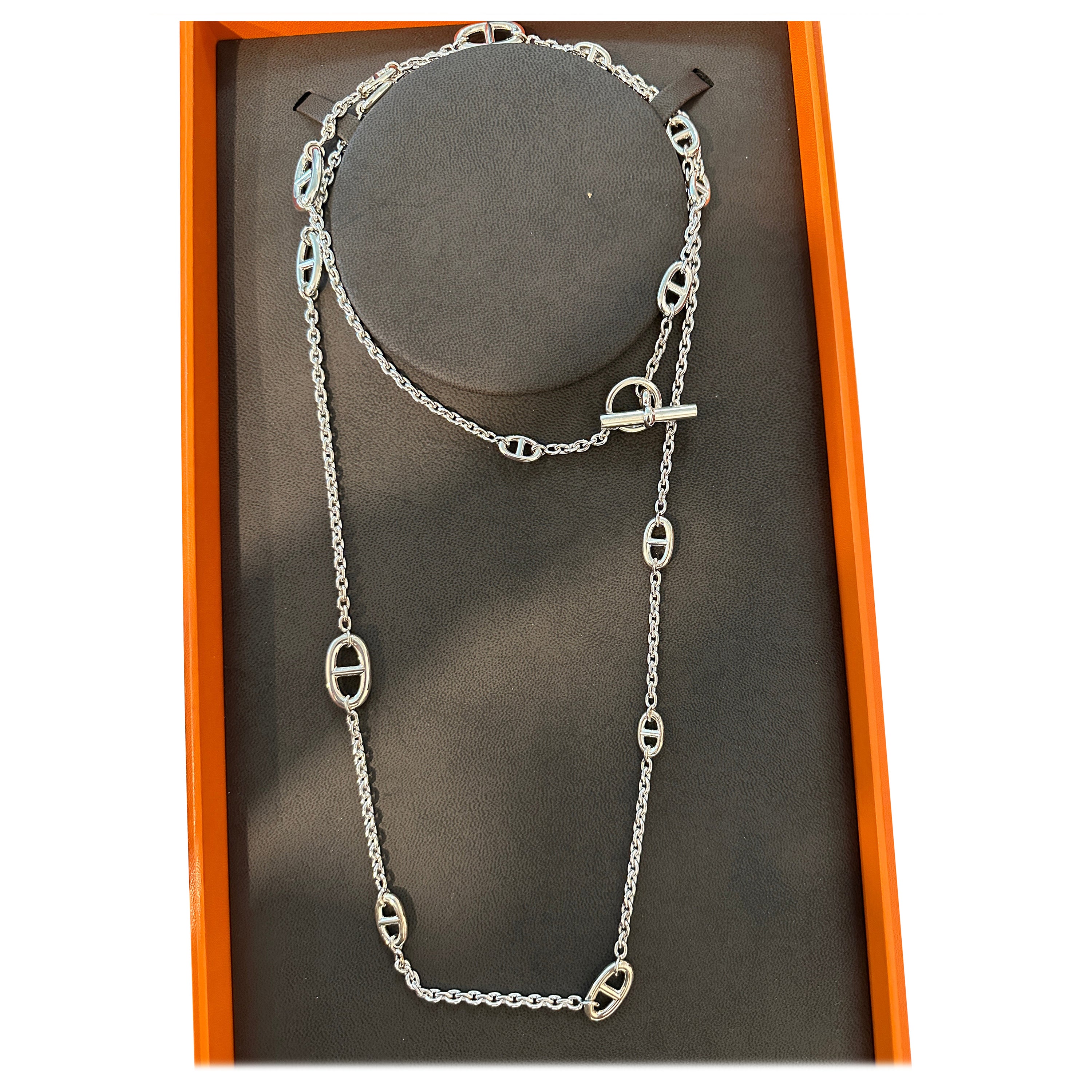 Hermes Farandole long necklace 120 Sterling Silver 46" New