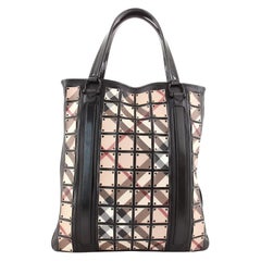 Burberry Patchwork Flat Tote Studded Nova Check Coated Canvas and Leather Large