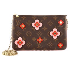 Vuitton Double Zip Pochette Limited Edition Blooming Flowers Monogram Canvas