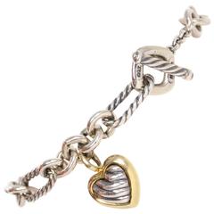 David Yurman Sterling & 18k Gold Chain Link Bracelet 