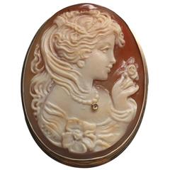 M + M Scognamiglio 14K Cameo with Diamond Pendant/Pin