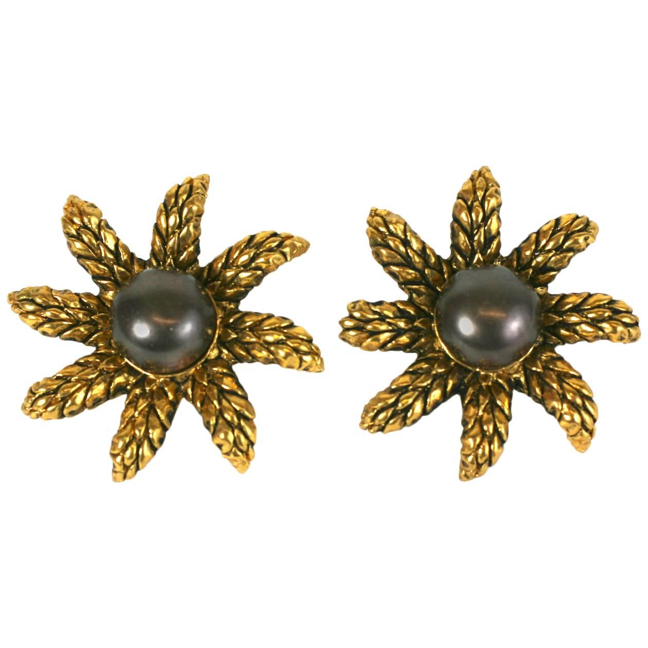 Chanel Wheat Star Pearl Earclips For Sale
